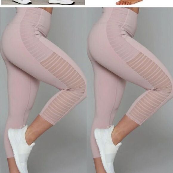 ALO YOGA HIGH-WAIST PRISM CAPRI SIDE SHOW in Pale Mauve Sz XS - Picture 2 of 9